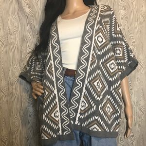 Sag Harbor Open Cardigan Aztec Shrug Cape